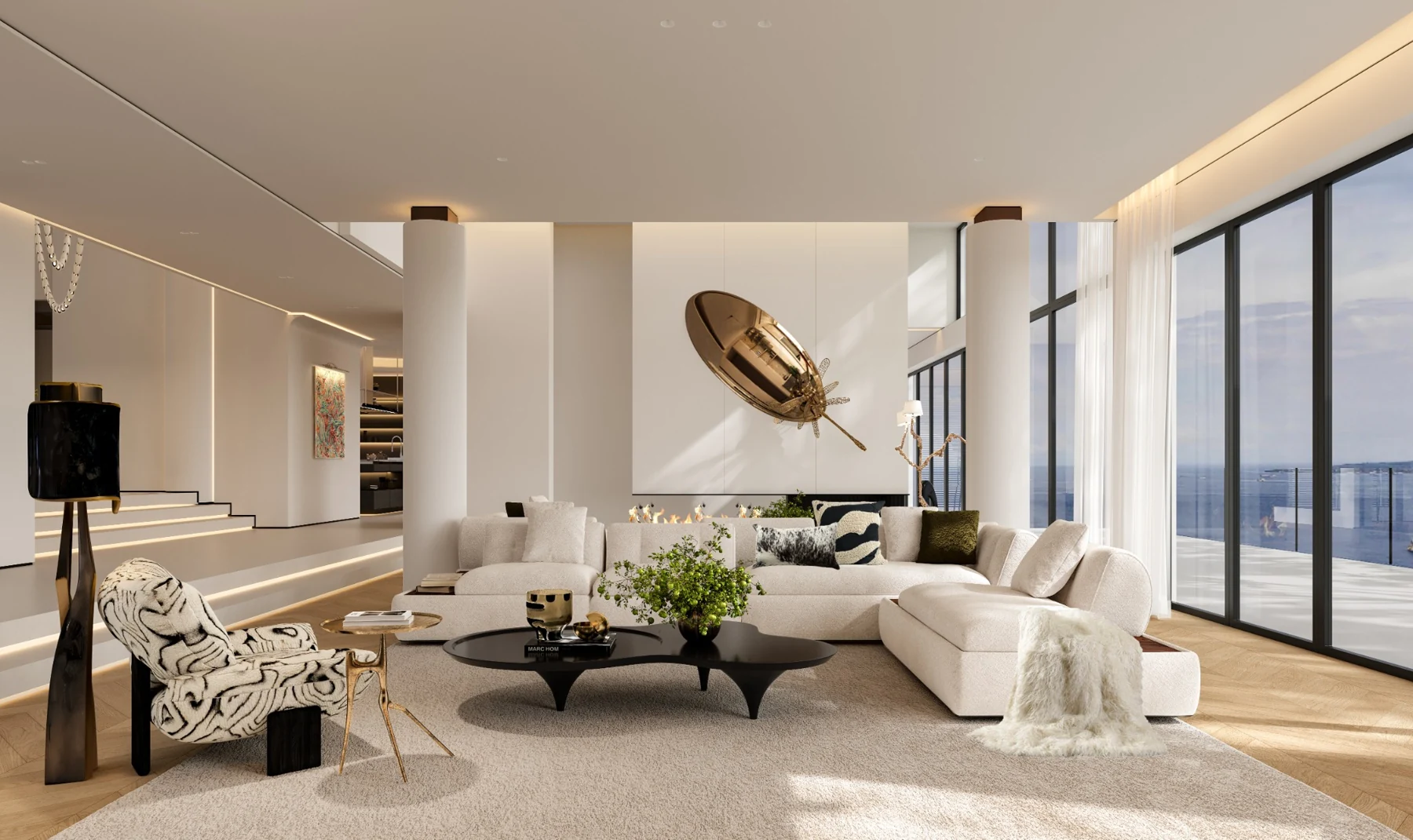 Interior design reference with a light-filled living room; not a verified completed AUD project.